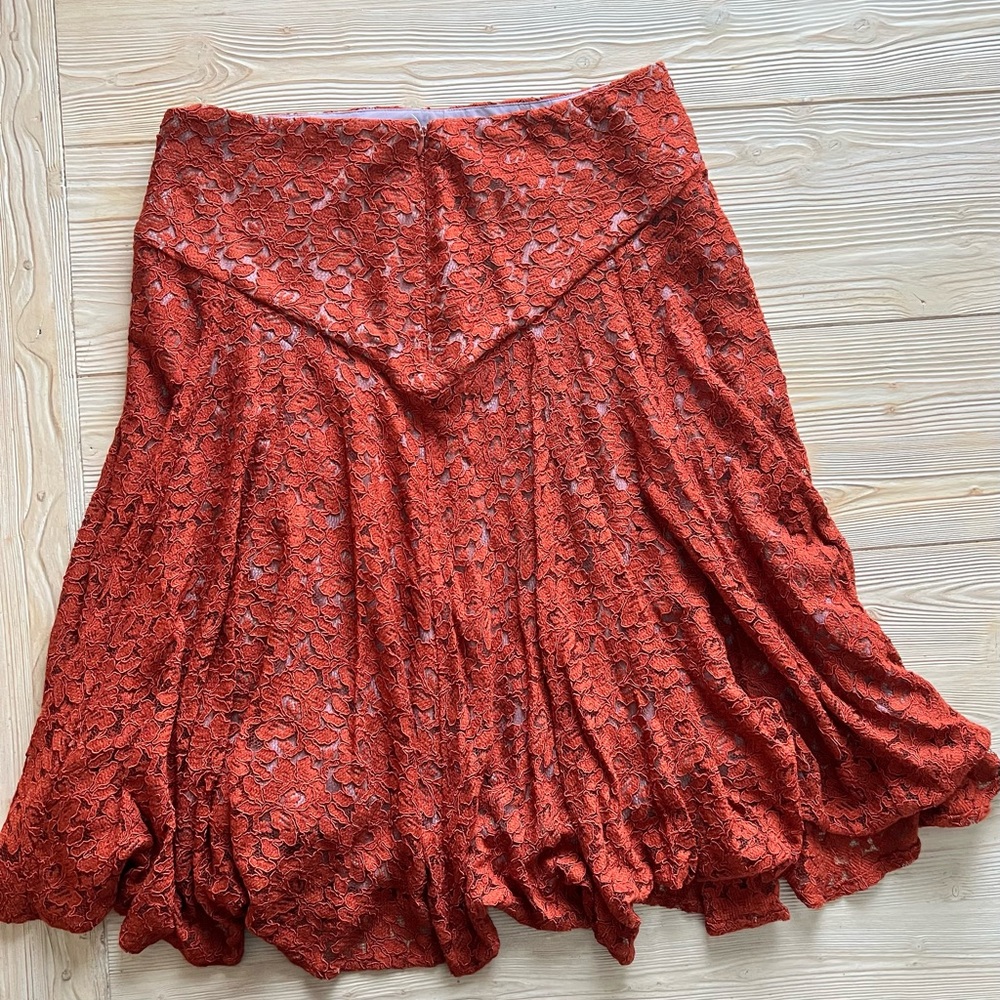 Anthropologie Moulinette Soeurs Burnt Orange | Red Lace Skirt – Size 10 – NWT